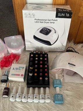 Gel Nail Kit Bundle / 2 Lamps/ 40 + Polishes/ Soak Trays